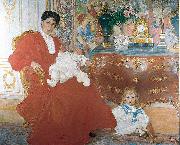 Mrs Dora Lamm and Her Two Eldest Sons, Carl Larsson